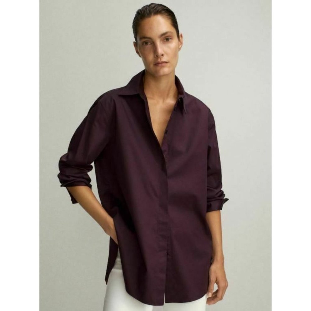 Massimo Dutti Women Blouse Satin Shirt US 10 Eu 42